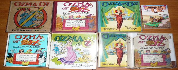 Various covers of Ozma of Oz title